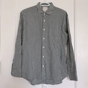 Like New Billy Reid Standard Cut Medium Green Gingham Cotton Button-Up Shirt